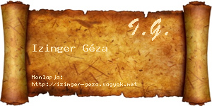 Izinger Géza névjegykártya