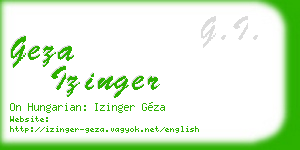 geza izinger business card
