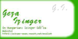 geza izinger business card